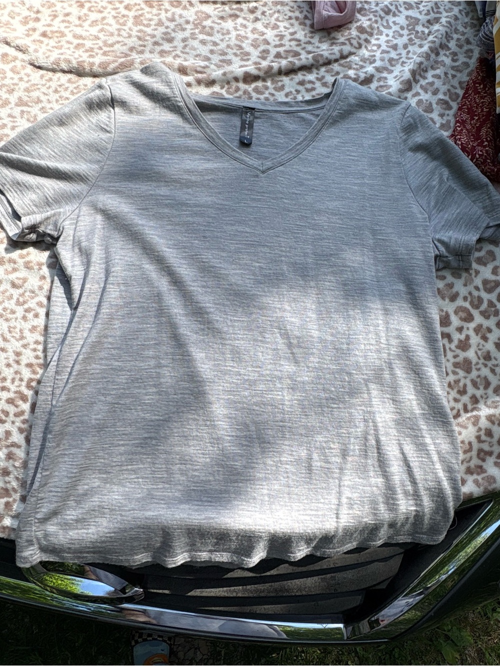 Women’s Merino Protect Size Large V Neck 100% Wool Tee Bundle of 2 Pink & Gray - Picture 2 of 8